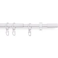 Bestlivings Gardinenstange mit dekorativen Endstücken 120-220 cm, Ø 16 mm, 1-läufig, ausziehbar, Wandträger, verschraubt, Metall, inkl. Ringe mit Faltlegehaken und Befestigungsmaterial