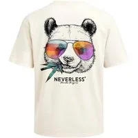 Neverless Oversize-Shirt Herren T-Shirt - Panda Bambus - Oversized Relaxed Fit Printshirt mit Print