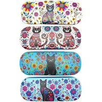 LK Trend & Style Brillenetui mit Pop-Art Katzenmotiv, zauberhaftes Motiv, das Etui ist leicht und widerstandsfähig