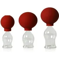 Lauschaer Glas Massagegerät Schröpfglas Schröpfgläser mit Saugball in vielen Größen aus Glas, 3-tlg.