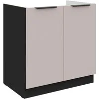 Küchen-Preisbombe Spülenunterschrank 80 cm Küche ARONA Kaschmir beige Küchenzeile Küchenblock Einbauküche