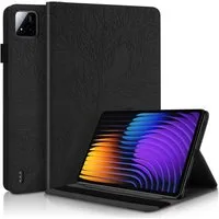 Wigento Tablet-Hülle Kunstleder für Xiaomi Pad 8 / 8 Pro / Pad 7 / 7 Pro Baum Book Schwarz, Baum Design Hülle mit Standfunktion und Kratzschutz