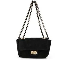 BRISE TASCHE Umhängetasche Kompakte Wildleder-Crossbody mit Kettenriemen, 100 % echtes Wildleder, kompakte Form, Reißverschluss-Innentasche