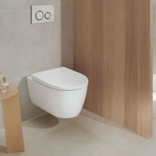Geberit iCon Set Wand-Tiefspül-WC 503045008 35,5x53cm, geschlossenes Keramikdesign, mit WC-Sitz, weiß KeraTect
