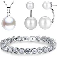 Kim Johanson Schmuckset Perle (Set, 4-tlg), aus 925 Silber und Metall