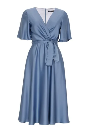 SWING - Midikleid aus nachhaltigem Satinchiffon rainy blue