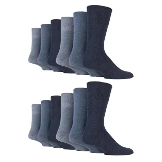 12 Paar Herren Sanftgriff Socken mit weitem Bund | Extra breite nicht-elastische Socken