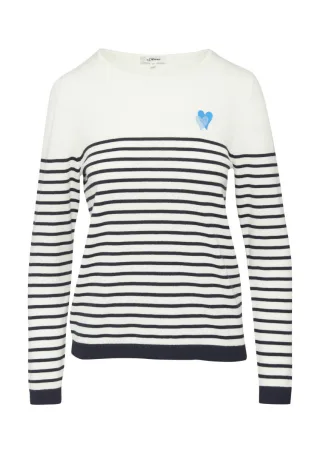 s.Oliver Red Label - Strickpullover mit Stick-Detail blau - Gr. - 34