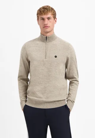 No Excess - Pullover Half Zip 2 Coloured Melange sand - Gr. - XXXL