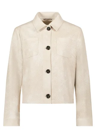 AMBER & JUNE - Kunstleder-Jacke beige - Gr. - 40