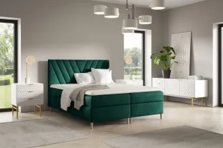 Boxspringbett Schlafzimmerbett ESPEN 140x200cm in Stoff Fresh Grün