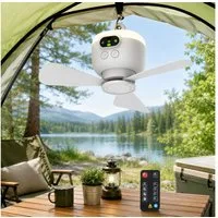 Lapamax Akku-Ventilator 8000mAh Camping-Ventilator, Deckenventilator mit Beleuchtung, 4 Windgeschwindigkeiten, Zeltventilator, für Angeln, Wandern, Outdoor