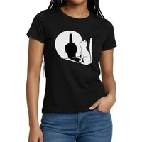 Spreadshirt T-Shirt Schattenspiel Katze Mittelfinger Frauen T-Shirt (1-tlg)