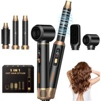UKLISS Multihaarstyler 5-in-1 Haarstyler-Set mit LCD-Display, Airbrush, Rundbürste, Föhn, Heißluftbürste, Lockenstab & Thermobürste