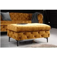 riess-ambiente Fußhocker MODERN BAROCK 90cm senfgelb · Sitzhocker aus Samt mit Ziersteppung (Einzelartikel, 1 St), Fußhocker · Taschenfederkern-Polsterung · Chesterfield · Metallfüße