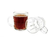 Sunay Gläser-Set 6er Set Henkelgläser mit dekorativem Linienmuster, 240 ml, 6-tlg., Glas
