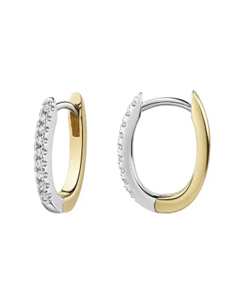 Zeeme Basic Klappcreolen 925/- Sterling Silber rhodiniert und vergoldet Zirkonia