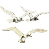 BOLTZE GRUPPE GmbH Hängedekoration Wandobjekt Vögel Vogel Möwe Silber Aluminium B35cm - Set