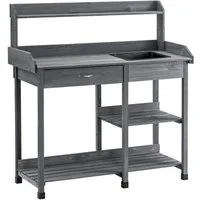 MCombo Pflanztisch MCombo Pflanztisch Gärtnertisch Blumentisch 0458, mit Waschbecken Schublade, Wetterfest, Holz, 115 x 45 x 121 cm
