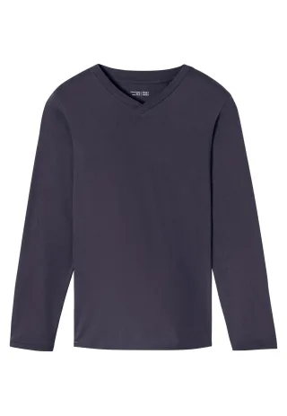 SCHIESSER - Langarmshirt V-Ausschnitt graphit - Gr. - 56
