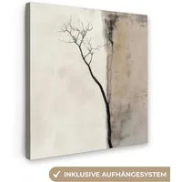 OneMillionCanvasses® Leinwandbild Wabi sabi - Pflanze - Beige, Fotodruck (1 St), Wandbild, Deko Schlafzimmer Wohnzimmer Flur 20x20 cm