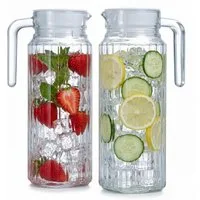 BigDean Wasserkrug Kühlschrankkrug 1,1 Liter Glaskrug mit Deckel, (Packung, 2-tlg., Wasserkaraffe), Feststizender Deckel, Schlanke Form, Robustes Borosilikatglas