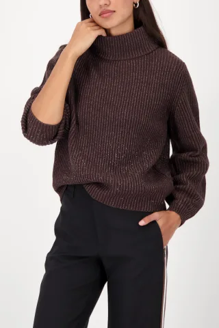 monari - Strickpullover mit Strasssteinen brownie - Gr. - 46