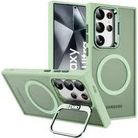 CoolGadget Handyhülle Hybrid Luxury Handy Case für Samsung Galaxy S24 Ultra 6,2 Zoll, Hülle Massiv Metallständer aufklappbar Schutzhülle für Magsafe Zubehör