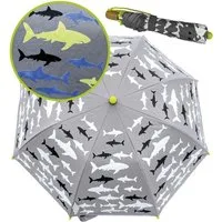 HECKBO Taschenregenschirm Kinder Regenschirm Magic - Hai/Shark, wechselt bei Regen die Farbe