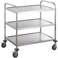 GastroHero Tischwagen Servierwagen Edelstahl 3 Etagen 86x54 cm Transportwagen Küche