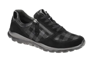 Gabor 96.968.27 ROLLINGSOFT Damen-Sneaker schwarz + dunkelgrau - Echtleder & ...