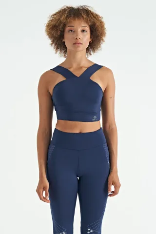 Damen Cropped Ärmelloses V-Ausschnitt Sportoberteil