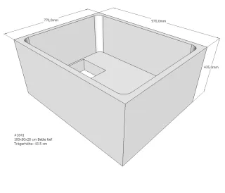 Neuesbad Wannenträger für Bette tief 100x80x28 SD20013