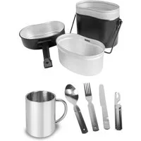 normani Geschirr-Set Bundeswehr Essgeschirrset Camping Geschirr (7-tlg), Edelstahl, Camping Geschirr Essgeschirr Outdoor Besteck Kochgeschirr