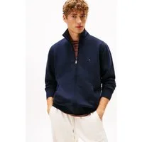 Tommy Hilfiger Sweatjacke ESSENTIAL FLEECE STAND COLLAR mit Stehkragen, regular fit, Rippbündchen
