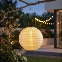 GLOBO LIGHTING Lampion, LED-Leuchtmittel fest verbaut, Warmweiß, Solarlampe Außenleuchte Lampion Gartenlampe Hängeleuchte sand LED 55cm
