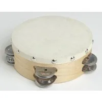 FAME Tambourine,6 Zoll Felltambourine Holz Naturfarben Doppelreihig Ziegenfell Stahlschellen Nicht-Stimmbares Musikinstrument, Percussion, Tambourines, Felltambourine, 6 Zoll, Doppelreihig