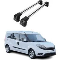OMAC Dachträger für Fiat Doblo 2010-2024 Aluminium Silber 2x (2-St), Wasserbeständig,Abnehmbar,Multifunktional,Leichtgewichtig