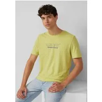s.Oliver Kurzarmshirt T-Shirt Meliertes T-Shirt mit Rollkante und Frontprint