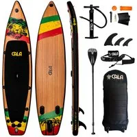 CALA SUP-Board IKATERE, robustes SUP- Board aufblasbar, (Komplett-Set, SUP BOARD inkl. Board Bag, Pumpe, Vollcarbon-Paddeh, Leash, Finnen), 2 Gepäcknetze, D-Ringe für einen Kajakistz, Komplett-Set