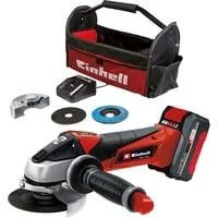 Power X-Change Akku-Winkelschleifer TC-AG 18/115 Li Kit, 18Volt rot/schwarz, Li-Ion-Akku 4,0Ah, Werkzeugtasche + Zubehör