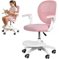 Rutaqian Schreibtischstuhl Schreibtischstuhl mit verstellbarer Fußstütze und Klapparm, Kinder-Studienstuhl 360-Grad-drehbarer für das Lernzimmer zu Hause