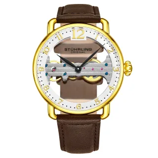 Braun und Gelbgold Brücke Quarz 42mm