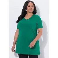 Ulla Popken Longshirt Longshirt A-Linie V-Ausschnitt Halbarm