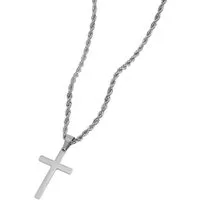 KARMA Kette mit Anhänger Halskette Herren mit Kreuz Silber oder Gold Edelstahl wasserfest (Geschenk für Ihn Kreuzkette, 1-tlg., Edelstahlkette Männer Herrenhalskette), 48 cm Kette Herrenschmuck