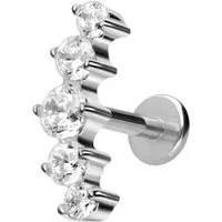 PIERCINGLINE Piercing-Set Titan Labret mit Innengewinde 5 EINGEFASSTE KRISTALLE (Labrets, 1-tlg)