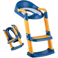 relaxdays Kinder-WC-Sitz Kinder-Toilettensitz mit Leiter, Blau-Gelb