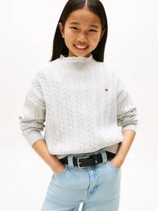 CABLE SWEATER grey heather - Gr. - 10
