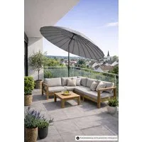 Leco Sonnenschirm Shanghai Sonnenschirm Balkonschirm Terrassenschirm Schirm, LxB: 250x260 cm, Kurbelbedienung, Abknickfunktion / Neigungsverstellung