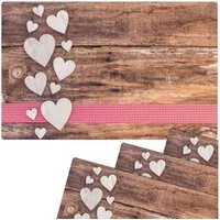 matches21 HOME & HOBBY Platzset Abwaschbare Tischsets 4er Set Landhaus-Stil Herzen, (4-St), Platzsets als Tisch-Untersetzer und Tisch-Deko für Esstisch Teller